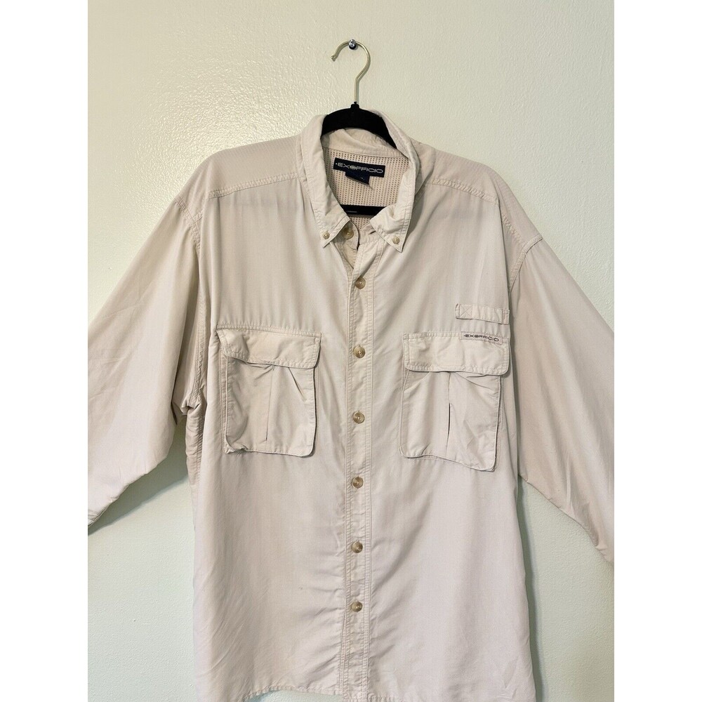 ExOfficio Shirt Mens XXL Beige Tan Brown Nylon Vented Mesh‎ Hiking Outdoors - Picture 2 of 16